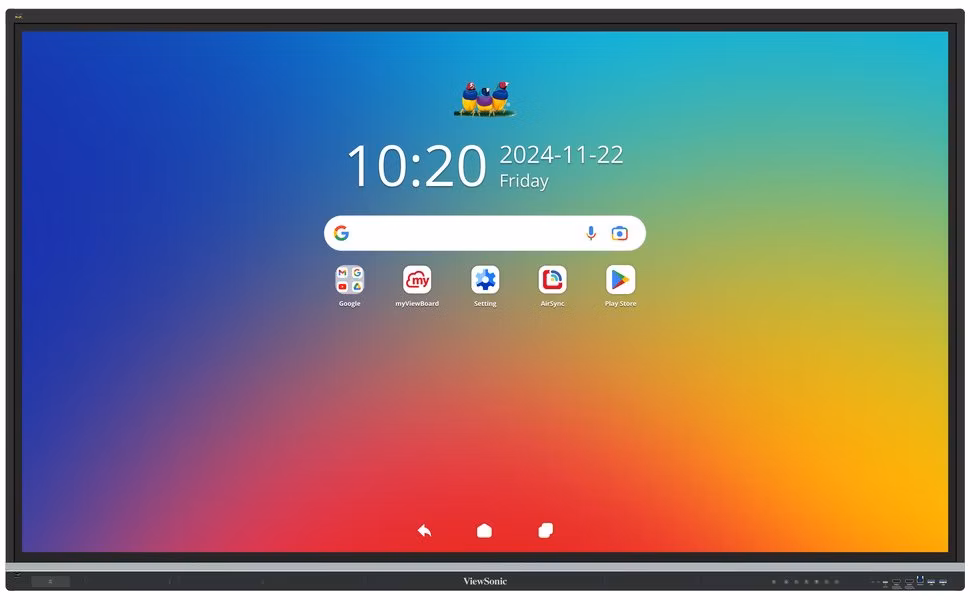 ViewSonic dotykový panel IFP7551 4K 75" Android 14 EDLA, 50 Multi touch,400nits,16G RAM/128GB,OPS slot,HDMI,VGA,DP,USB