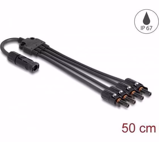 Delock Solární splitter kabel DL4, ze 1 x zásuvkového na 4 x zástrčkový, 50 cm, černý