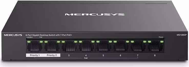 NV Version is suitabe for customers who's voltage input is between 220V-240V"8-Port Gigabit Desktop Switch with 7-Port P