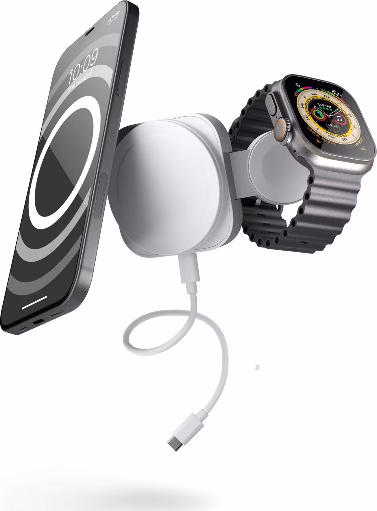 ZENS 2-in-1 MagSafe + Watch travel charger - White