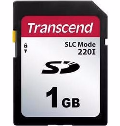 Transcend 1GB SD220I MLC průmyslová paměťová karta (SLC Mode), 22MB/s R,20MB/s W, černá