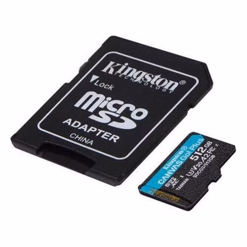 KINGSTON 512GB microSDXC Canvas Go Plus Gen4 200MB/s A2 U3 V30 Card + Adapter