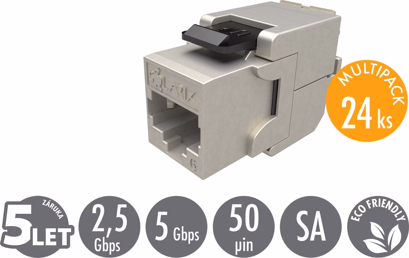 MULTIPACK 24 ks - samorezný keystone Solarix CAT6 STP SXKJ-6-STP-BK-SA