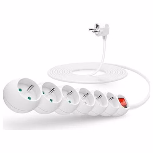 CONNECT IT prodlužovací kabel 230 V, 6 zásuvek, 5 m, s vypínačem (bílý)