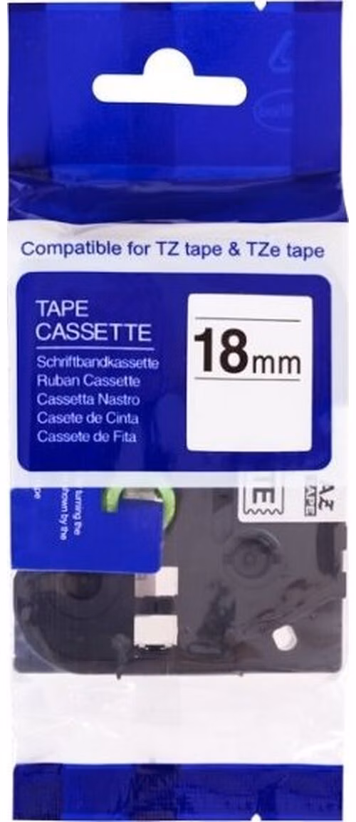 PRINTLINE kompatibilní páska s Brother HSe-241, 18mm, černý tisk/ bílý podklad, bužírka
