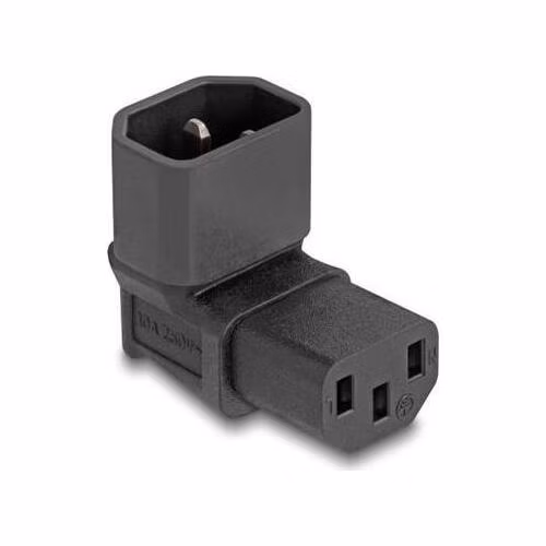 Delock Napájecí adaptér IEC 60320 – z C14 na C13, zástrčka / zásuvka, 2,5 A, 90°, pravoúhlý