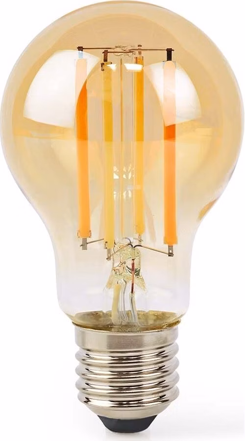NEDIS Wi-Fi chytrá LED žárovka s vláknem/ E27/ A60/ 7W/ 806lm/ teplá bílá/ 1800 - 3000K/ sklo/ zlatá