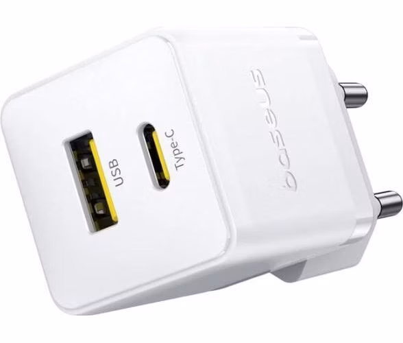 Baseus Rychlonabíječka do sítě Palm 30W 1xUSB-A 1xUSB-C PD QC 3.0 bílá