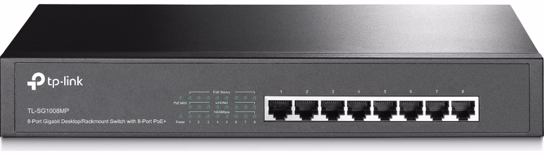 8-Port Gigabit Desktop/Rackmount Switch with 8-Port PoE+ PORT: 8× Gigabit PoE+ Ports SPEC: 802.3at/af, 153 W PoE Power,