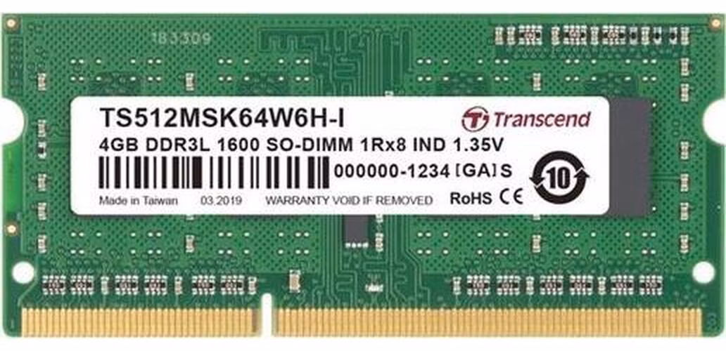 Transcend průmyslová paměť SODIMM DDR3 4GB 1600MHz, 1Rx8, CL11