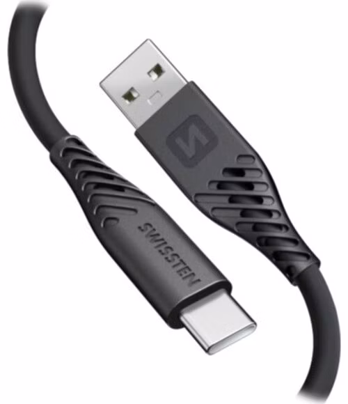 SWISSTEN DATOVÝ KABEL SOFT SILICONE USB / USB-C 0,4 M ČERNÝ