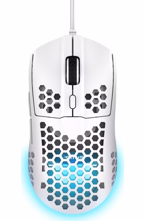 Trust Gaming GXT 928W Helox/Herní/Optická/Pro praváky/6 400 DPI/Drátová USB/Bílá