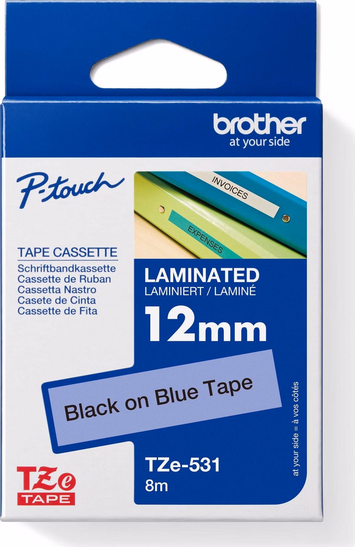 BROTHER TZE531 - 12 mm široká laminovaná kazeta TZ TZE-531, modré/čierne písmo