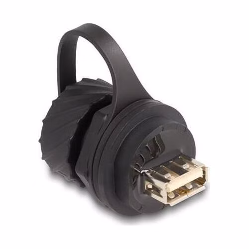 Delock Kabelový konektor USB 2.0 Typ-B ze zásuvky na zásuvku USB 2.0 Typ-A k instalaci s bajonetem ochrannou krytkou