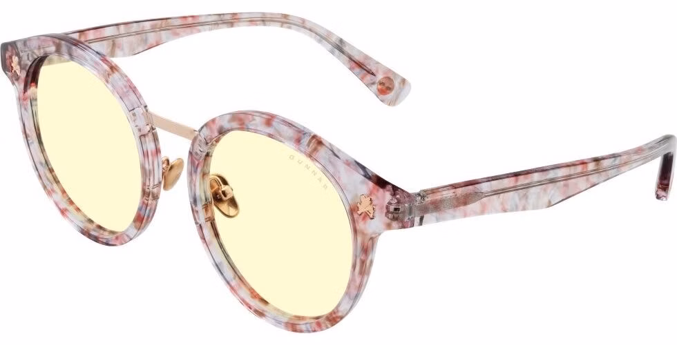 GUNNAR kancelářske/herní brýle FLOWER POWER PRETTY IN PINK * jantárová skla * BLF 65 * GUNNAR focus