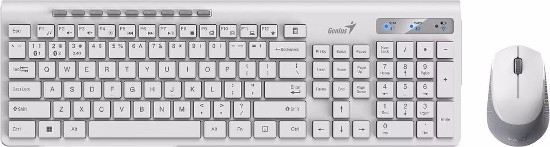 GENIUS SlimStar 8230/ Bezdrátový set Bluetooth + 2,4GHz/ připojení až 3 zařízení/ USB/ bílá/ CZ+SK layout