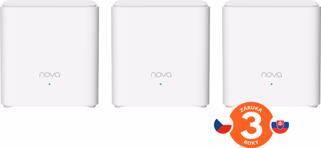 Tenda Nova EX3 (3-pack) WiFi6 AX1500 Mesh Gigabit systém, 6xGLAN/GWAN, WPA3, VPN, SMART SK aplikácie
