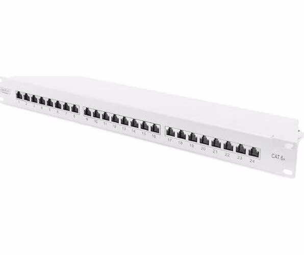 Digitus CAT 6A Patch Panel, stíněný, 1U, 24 portů, 8P8C, šedý, 483 mm (19 ")
