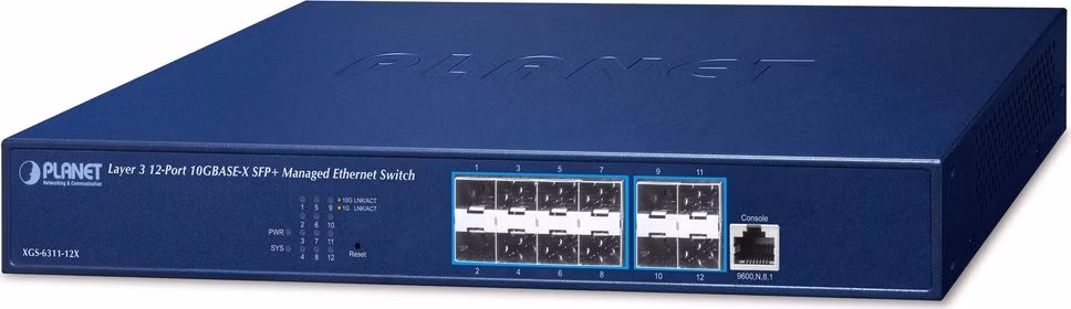 Planet XGS-6311-12X L3 switch, 12x10Gb SFP+, QoS