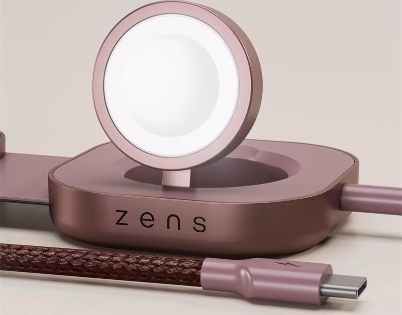ZENS Pro 3 USB C - C cable 1,5 m 240W Qi2 charger+ Watch Dark Cherry