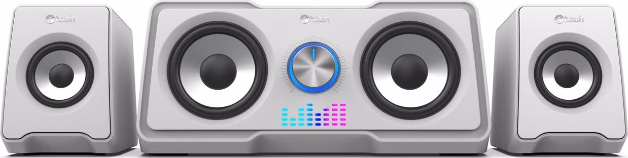 C-TECH reproduktory SPK-16, 2.2, 16W,  RGB podsvícení, 3,5mm jack, USB napájení, bílé