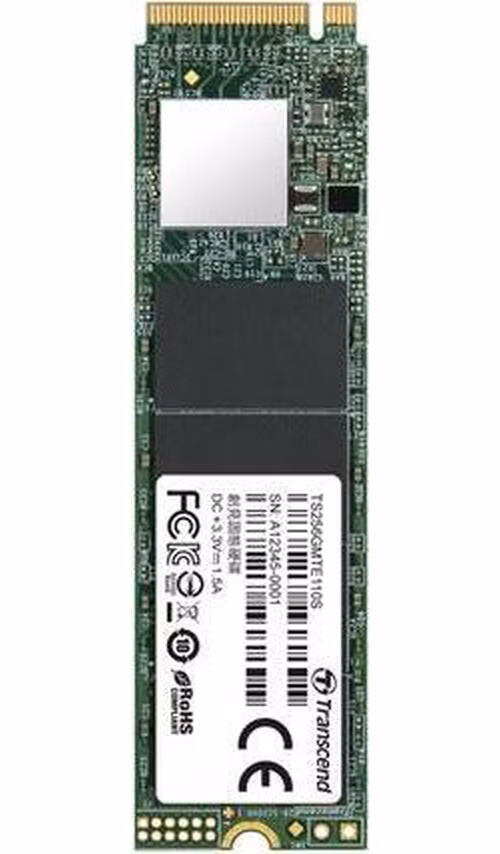 TRANSCEND MTE110S 256GB SSD disk M.2 2280, PCIe Gen3 x4 NVMe 1.3 (3D TLC), 1600MB/s R, 800MB/s W