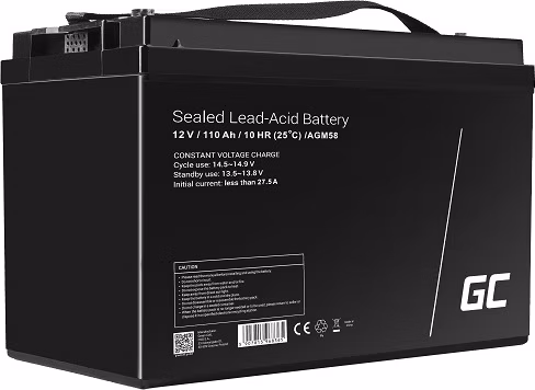 Green Cell AGM VRLA 12V 110Ah maintenance-free battery for boats, scooters, camper vans, wheelchairs, lawnmower