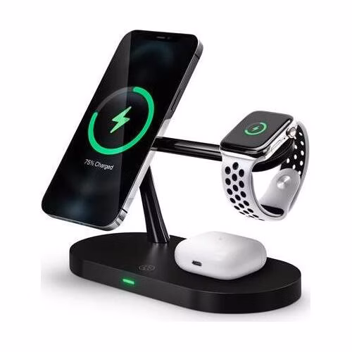 CONNECT IT MultiCharge 5 v 1 MagSafe Wireless Fast Charge bezdrátová nabíječka, ČERNÁ
