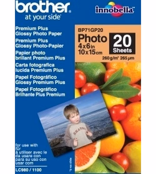 BROTHER fotopapír BP71GP20/ 10x15cm/ Premium Glossy/ 260g/ 20 listů