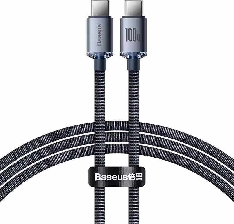 Baseus CAJY000601 Crystal Shine Series Dátový Kábel USB-C - USB-C 100W 1,2m Black