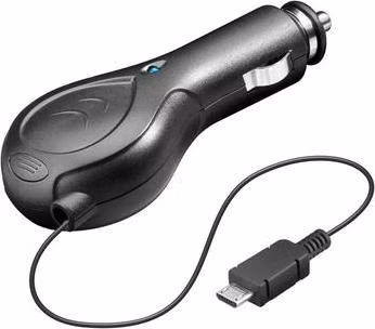 goobay Nabíjecí zdroj s navíjecím kabelem a micro USB pro mobilní telefony do automobilu 0,8A