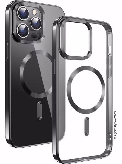 Swissten POUZDRO CLEAR JELLY MagStick METALLIC PRO IPHONE 15 Plus ČERNÉ
