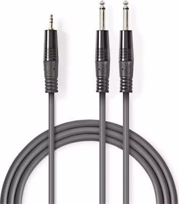Nedis COTH23200GY50 - Stereofonní Audio Kabel | 2x 6,35mm Zástrčka – 3,5mm Zástrčka | 5 m | Šedá barva