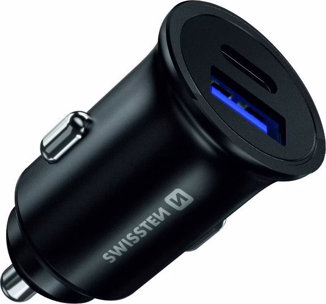 SWISSTEN CL ADAPTÉR POWER DELIVERY USB-C + QUICK CHARGE 3.0 36W METAL ČERNÝ