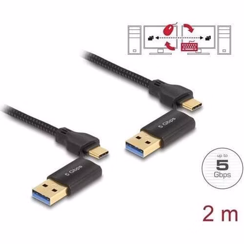 Delock USB Type-C™ 5 Gbps Kabel Data Link + KM Switch 2 m