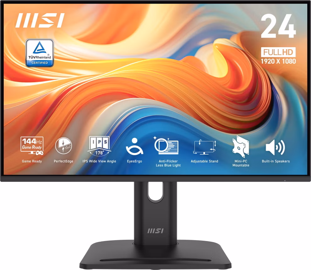MSI PRO MP245PG E14/ 24"/ 1920x1080/ IPS/ 4ms/ 144Hz/ 300cd/m2/ 1500:1/ HDMI/ DP/ VESA/ černý