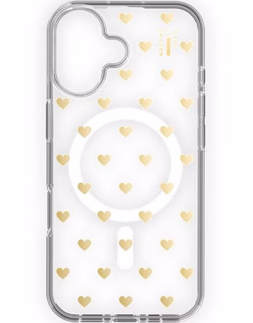 iDeal Fashion Clear Case MagSafe iPhone 16 Golden Hearts