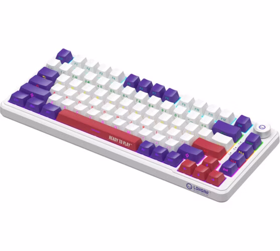 Lorgar KBA4175WH, mechanická herná klávesnica, 82 klávesov, Toxic Purple Switch, Hot-Swap, RGB, USB-C