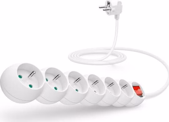 CONNECT IT prodlužovací kabel 230 V, 6 zásuvek, 2 m, s vypínačem (bílý)