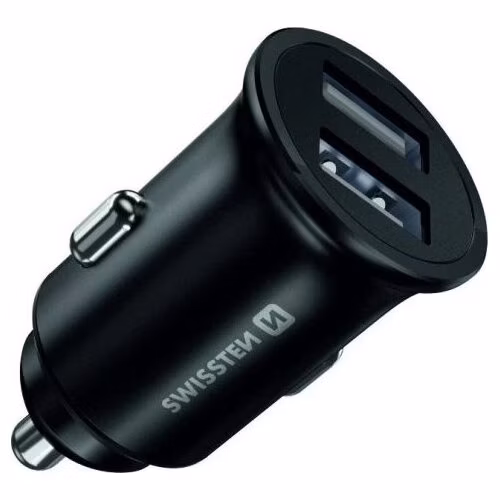 Swissten cl adaptér 2x usb 4,8a metal černý (eco balení)