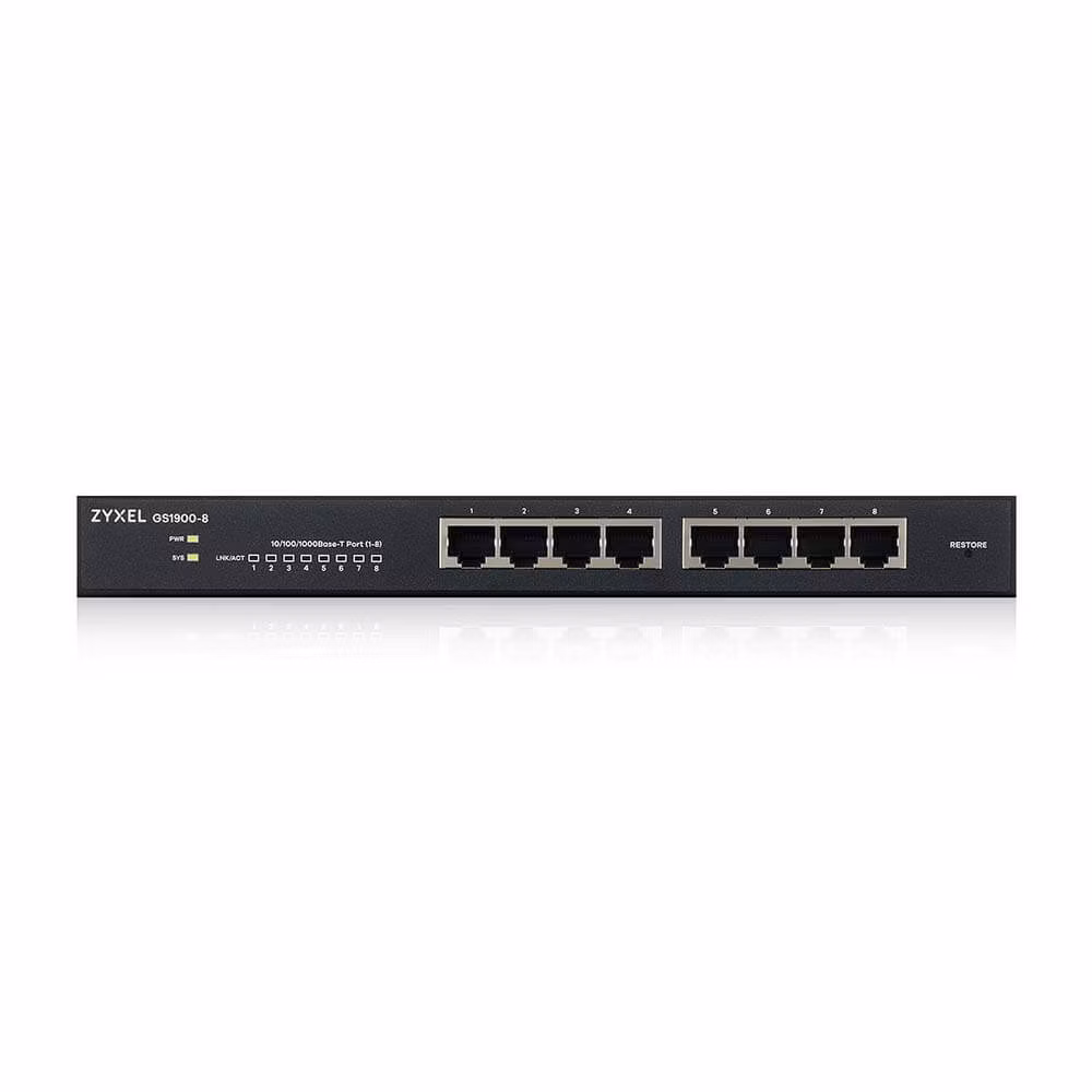 ZyXEL GS1900-8, 8p v.2 (8Gigabit RJ45,), IPv6, WebManaged, Fanless (green),