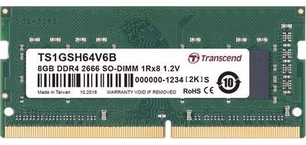 Transcend paměť 8GB SODIMM DDR4 2666 1Rx8 CL19