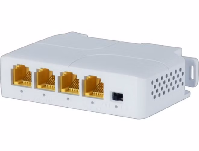 XtendLan PoE/LAN extender, 1x PoE-in 90W 802.3bt, 3x PoE-out 60W 802.3af/at, Gigabit