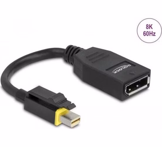 Delock Mini DisplayPort 1.4 na DisplayPort adaptér s aretací 8K 60 Hz