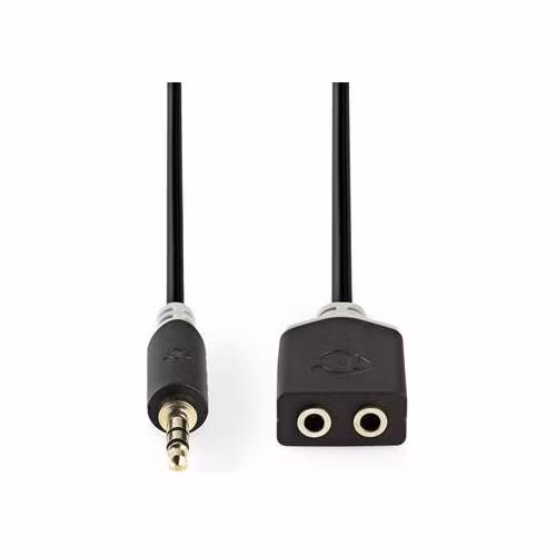 Nedis CABW22100AT02 - Stereofonní Audio Kabel | 3,5mm Zástrčka - 2× 3,5mm Zásuvka | 0,2 m | Antracit