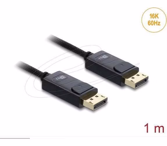 Delock Koaxiální kabel DisplayPort 16K 60 Hz 80 Gbps s pleteným opláštěním 1 m