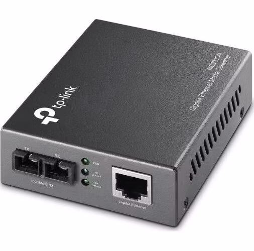 10/100/1000 Mbps RJ45 to 1000 Mbps Multi-mode SC Fiber Converter PORT: 1× Gigabit TX SC Port, 1× Gigabit RX SC Port, 1×