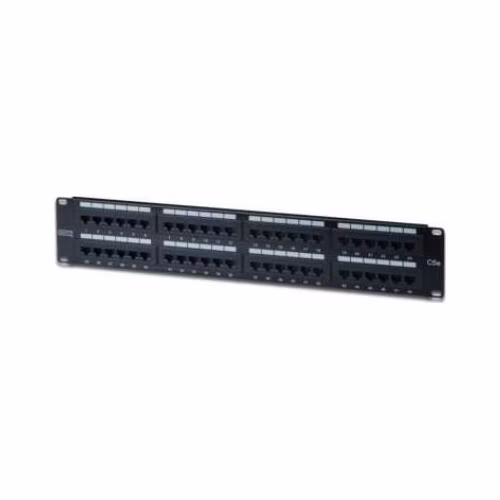 Digitus CAT 5e Patch Panel, nestíněný, 48 portů RJ45 8P8C, LSA, 2U, stojanový držák, černý, 482x44x109mm