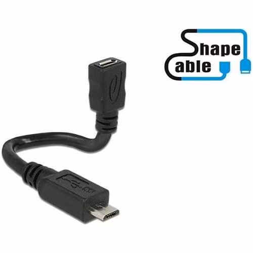 Delock Cable USB 2.0 Micro-B male > USB 2.0 Micro-B female OTG ShapeCable 0.15 m