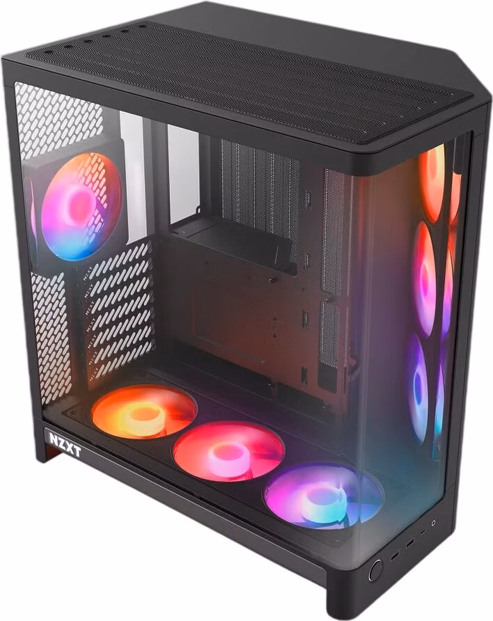NZXT skříň H6 RGB dvoukomorová / MidT / 2x360+120mm RGB fan+controller / 2xUSB 3.2 / USB-C / zaoblená prosklená / černá